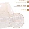 imageOIAHOMY Wicker Basket Paper Shelf Basket with Builtin Handles Rectangular Wicker Storage Bin for Pantry Shelves 1 PackYellowWhite