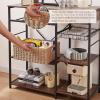 imageOIAHOMY Wicker Basket Paper Shelf Basket with Builtin Handles Rectangular Wicker Storage Bin for Pantry Shelves 1 PackYellowYellow