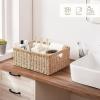 imageOIAHOMY Wicker Basket Paper Shelf Basket with Builtin Handles Rectangular Wicker Storage Bin for Pantry Shelves 1 PackYellowYellow