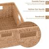 imageOIAHOMY Wicker Basket Paper Shelf Basket with Builtin Handles Rectangular Wicker Storage Bin for Pantry Shelves 1 PackYellowYellow