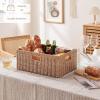 imageOIAHOMY Wicker Basket Paper Shelf Basket with Builtin Handles Rectangular Wicker Storage Bin for Pantry Shelves 1 PackYellowYellow