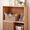 imageOIAHOMY Wicker Basket Paper Shelf Basket with Builtin Handles Rectangular Wicker Storage Bin for Pantry Shelves 1 PackYellowYellow