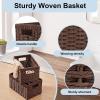 imageOIAHOMY Wicker Baskets Paper Rope Storage Baskets for Organizing with Builtin Handles 2 PacksYellowBrown