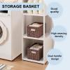 imageOIAHOMY Wicker Baskets Paper Rope Storage Baskets for Organizing with Builtin Handles 2 PacksYellowBrown