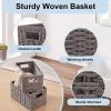 imageOIAHOMY Wicker Baskets Paper Rope Storage Baskets for Organizing with Builtin Handles 2 PacksYellowGrey