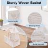 imageOIAHOMY Wicker Baskets Paper Rope Storage Baskets for Organizing with Builtin Handles 2 PacksYellowWhite
