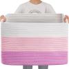 imageOIAHOMY 108L Super Large Blanket Basket 25x16x16108L Rectangle Woven Baskets for Storage Cotton Rope Basket For Living Room Toy Storage with Handle Gradient BrownGradient Pink