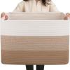 imageOIAHOMY 108L Super Large Blanket Basket 25x16x16108L Rectangle Woven Baskets for Storage Cotton Rope Basket For Living Room Toy Storage with Handle Gradient BrownGradient Light Brown