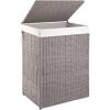imageOIAHOMY Laundry Hamper with Lid 238 Gal 90L Wicker Hamper with Removable Liner Bags Handwoven Clothes Basket with Handles Foldable Woven Paper Rope Basket for Laundry Room BedroomBrownGrey
