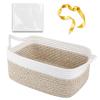 imageOIAHOMY Small Basket with Handles Cotton Rope Dog Cat Toy Bin Woven Storage Baskets for Living Room Nursery Gift Basket Empty for Halloween Christmas 135quotx10quotx6quot Grey ampamp WhiteBrown  White