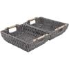 imageOIAHOMY Storage Baskets Small Paper Rope Wicker Organizers with Wooden Handles Baskets for Organizing 2Pack WhiteGrey