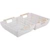 imageOIAHOMY Storage Baskets Small Paper Rope Wicker Organizers with Wooden Handles Baskets for Organizing 2Pack WhiteWhite