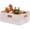 imageOIAHOMY Wicker Basket Paper Shelf Basket with Builtin Handles Rectangular Wicker Storage Bin for Pantry Shelves 1 PackYellowWhite