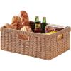 imageOIAHOMY Wicker Basket Paper Shelf Basket with Builtin Handles Rectangular Wicker Storage Bin for Pantry Shelves 1 PackYellowYellow