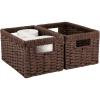 imageOIAHOMY Wicker Baskets Paper Rope Storage Baskets for Organizing with Builtin Handles 2 PacksYellowBrown