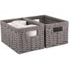 imageOIAHOMY Wicker Baskets Paper Rope Storage Baskets for Organizing with Builtin Handles 2 PacksYellowGrey