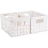 imageOIAHOMY Wicker Baskets Paper Rope Storage Baskets for Organizing with Builtin Handles 2 PacksYellowWhite