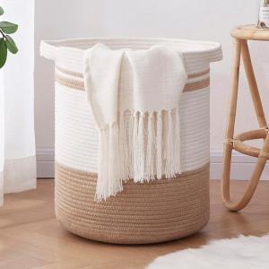 imageOIAHOMY 80L Laundry Baskets Hamper with HandlesDecorative Basket for Living roomWoven Storage Basket for Toys BinPillows BlanketsClothes20x18inGradient YellowWhiteYellow