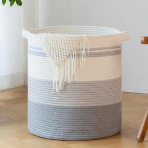imageOIAHOMY 80L Laundry Baskets Hamper with HandlesDecorative Basket for Living roomWoven Storage Basket for Toys BinPillows BlanketsClothes20x18inGradient YellowGradient Gray