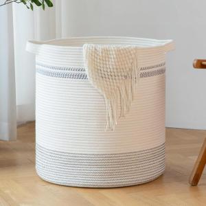 imageOIAHOMY 80L Laundry Baskets Hamper with HandlesDecorative Basket for Living roomWoven Storage Basket for Toys BinPillows BlanketsClothes20x18inGradient YellowLight Grey