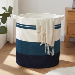 imageOIAHOMY 80L Laundry Baskets Hamper with HandlesDecorative Basket for Living roomWoven Storage Basket for Toys BinPillows BlanketsClothes20x18inGradient YellowGradient Blue