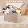 imageOIAHOMY 118L XXXLarge Cotton Rope Storage Basket Oversized Blanket Basket Used for Organizing Dirty Clothes in Living Room Bedroom Nursery Dog Toy Storage Bins 25quot x 17quot x 16quotWhiteBrown