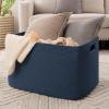 imageOIAHOMY 118L XXXLarge Cotton Rope Storage Basket Oversized Blanket Basket Used for Organizing Dirty Clothes in Living Room Bedroom Nursery Dog Toy Storage Bins 25quot x 17quot x 16quotWhiteBlue