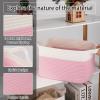imageOIAHOMY 3 Pack Storage Basket for Organizing 13X985X87 Woven Storage Bins with Handles toy organizersStylish Room Decor Black variegatedPink  white