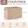 imageOIAHOMY 4 Pack Storage Baskets for Organizing Cube Storage Bins for Shelves Rectangle Storage Baskets With Handles Woven Baskets for Storage 127Lx9Wx78H BlueBrown