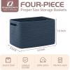 imageOIAHOMY 4 Pack Storage Baskets for Organizing Cube Storage Bins for Shelves Rectangle Storage Baskets With Handles Woven Baskets for Storage 127Lx9Wx78H BlueBlue