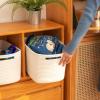 imageOIAHOMY 4 Pack Storage Baskets for Organizing Cube Storage Bins for Shelves Rectangle Storage Baskets With Handles Woven Baskets for Storage 127Lx9Wx78H BlueWhite