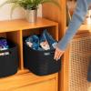 imageOIAHOMY 4 Pack Storage Baskets for Organizing Cube Storage Bins for Shelves Rectangle Storage Baskets With Handles Woven Baskets for Storage 127Lx9Wx78H BlueBlack