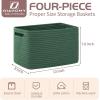 imageOIAHOMY 4 Pack Storage Baskets for Organizing Cube Storage Bins for Shelves Rectangle Storage Baskets With Handles Woven Baskets for Storage 127Lx9Wx78H BlueGreen
