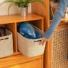 imageOIAHOMY 4 Pack Storage Baskets for Organizing Cube Storage Bins for Shelves Rectangle Storage Baskets With Handles Woven Baskets for Storage 127Lx9Wx78H BlueBrown