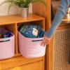 imageOIAHOMY 4 Pack Storage Baskets for Organizing Cube Storage Bins for Shelves Rectangle Storage Baskets With Handles Woven Baskets for Storage 127Lx9Wx78H BluePink