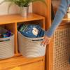 imageOIAHOMY 4 Pack Storage Baskets for Organizing Cube Storage Bins for Shelves Rectangle Storage Baskets With Handles Woven Baskets for Storage 127Lx9Wx78H BlueYellow