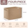 imageOIAHOMY 4 Pack Storage Baskets for Organizing Cube Storage Bins for Shelves Rectangle Storage Baskets With Handles Woven Baskets for Storage 127Lx9Wx78H BlueYellow