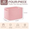 imageOIAHOMY 4 Pack Storage Baskets for Organizing Cube Storage Bins for Shelves Rectangle Storage Baskets With Handles Woven Baskets for Storage 127Lx9Wx78H BluePink