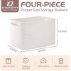 imageOIAHOMY 4 Pack Storage Baskets for Organizing Cube Storage Bins for Shelves Rectangle Storage Baskets With Handles Woven Baskets for Storage 127Lx9Wx78H BlueWhite