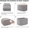 imageOIAHOMY 4 Pack Storage Baskets for Organizing Cube Storage Bins for Shelves Rectangle Storage Baskets With Handles Woven Baskets for Storage 127Lx9Wx78H BlueGrey