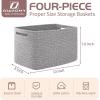 imageOIAHOMY 4 Pack Storage Baskets for Organizing Cube Storage Bins for Shelves Rectangle Storage Baskets With Handles Woven Baskets for Storage 127Lx9Wx78H BlueGrey