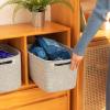 imageOIAHOMY 4 Pack Storage Baskets for Organizing Cube Storage Bins for Shelves Rectangle Storage Baskets With Handles Woven Baskets for Storage 127Lx9Wx78H BlueGrey