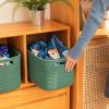 imageOIAHOMY 4 Pack Storage Baskets for Organizing Cube Storage Bins for Shelves Rectangle Storage Baskets With Handles Woven Baskets for Storage 127Lx9Wx78H BlueGreen