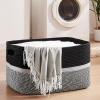 imageOIAHOMY 75L Laundry Basket Extra Large Toy Storage Basket Rectangle Cotton Rope Storage Basket Blanket Basket Living Room Woven Baskets for Storage 22 x 17 x 12 InchesBlackWhite