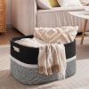 imageOIAHOMY 75L Laundry Basket Extra Large Toy Storage Basket Rectangle Cotton Rope Storage Basket Blanket Basket Living Room Woven Baskets for Storage 22 x 17 x 12 InchesBlackWhite