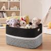 imageOIAHOMY 75L Laundry Basket Extra Large Toy Storage Basket Rectangle Cotton Rope Storage Basket Blanket Basket Living Room Woven Baskets for Storage 22 x 17 x 12 InchesBlackWhite