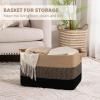 imageOIAHOMY Extra Large Blanket Basket 95L Cotton Rope Woven Laundry Basket Toy Bin for Baby Room Container for Blanket Storage in Living Room 241714 Gradient GreyBrown  Black