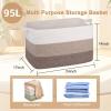imageOIAHOMY Extra Large Blanket Basket 95L Cotton Rope Woven Laundry Basket Toy Bin for Baby Room Container for Blanket Storage in Living Room 241714 Gradient GreyGradient Brown
