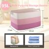imageOIAHOMY Extra Large Blanket Basket 95L Cotton Rope Woven Laundry Basket Toy Bin for Baby Room Container for Blanket Storage in Living Room 241714 Gradient GreyGradient Pink