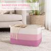 imageOIAHOMY Extra Large Blanket Basket 95L Cotton Rope Woven Laundry Basket Toy Bin for Baby Room Container for Blanket Storage in Living Room 241714 Gradient GreyGradient Pink